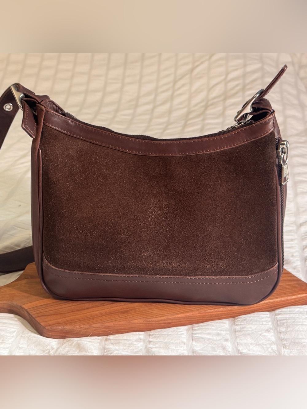 Coronado CCW conceal carry brown suede and leather handbag bag with keys  purse
